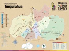 Mapa turistico de Ambato. Tungurahua, Ecuador. Cordillera de los Andes ecuatorianos