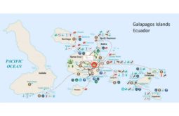 Mapa turistico de Islas Galapagos, Ecuador.