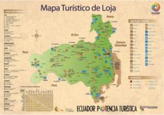 Mapa turistico de Loja, Ecuador. Cordillera de los Andes ecuatorianos