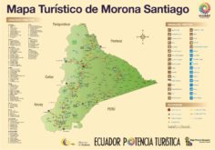 Mapa turistico de Macas. Morona Santiago, Ecuador. Amazonía ecuatoriana