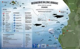 Mapa observacion ballenas jorobadas. Manabi, Ecuador
