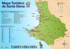 Mapa turistico de Santa Elena, Ecuador. Costa ecuatoriana del pacifico