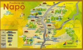 Mapa turistico de Tena. Napo, Ecuador. Amazonía ecuatoriana
