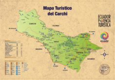 Mapa turistico de Tulcan. Carchi, Ecuador. Cordillera de los Andes ecuatorianos