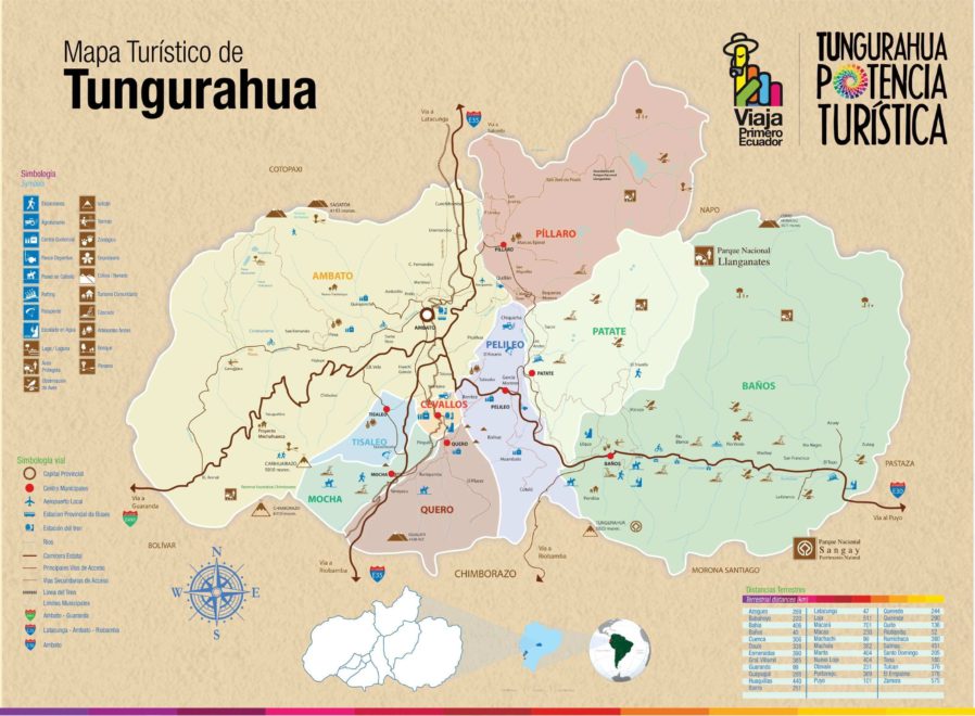 Tourist Attractions Map of (Ambato) Tungurahua, Ecuador - PlanetAndes