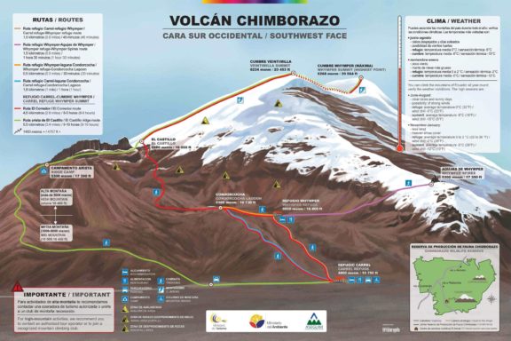 Chimborazo Volcano Map. Ecuador