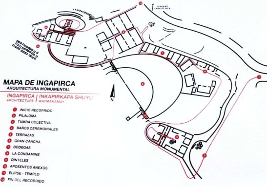 Ingapirca Ruins Map, Ecuador