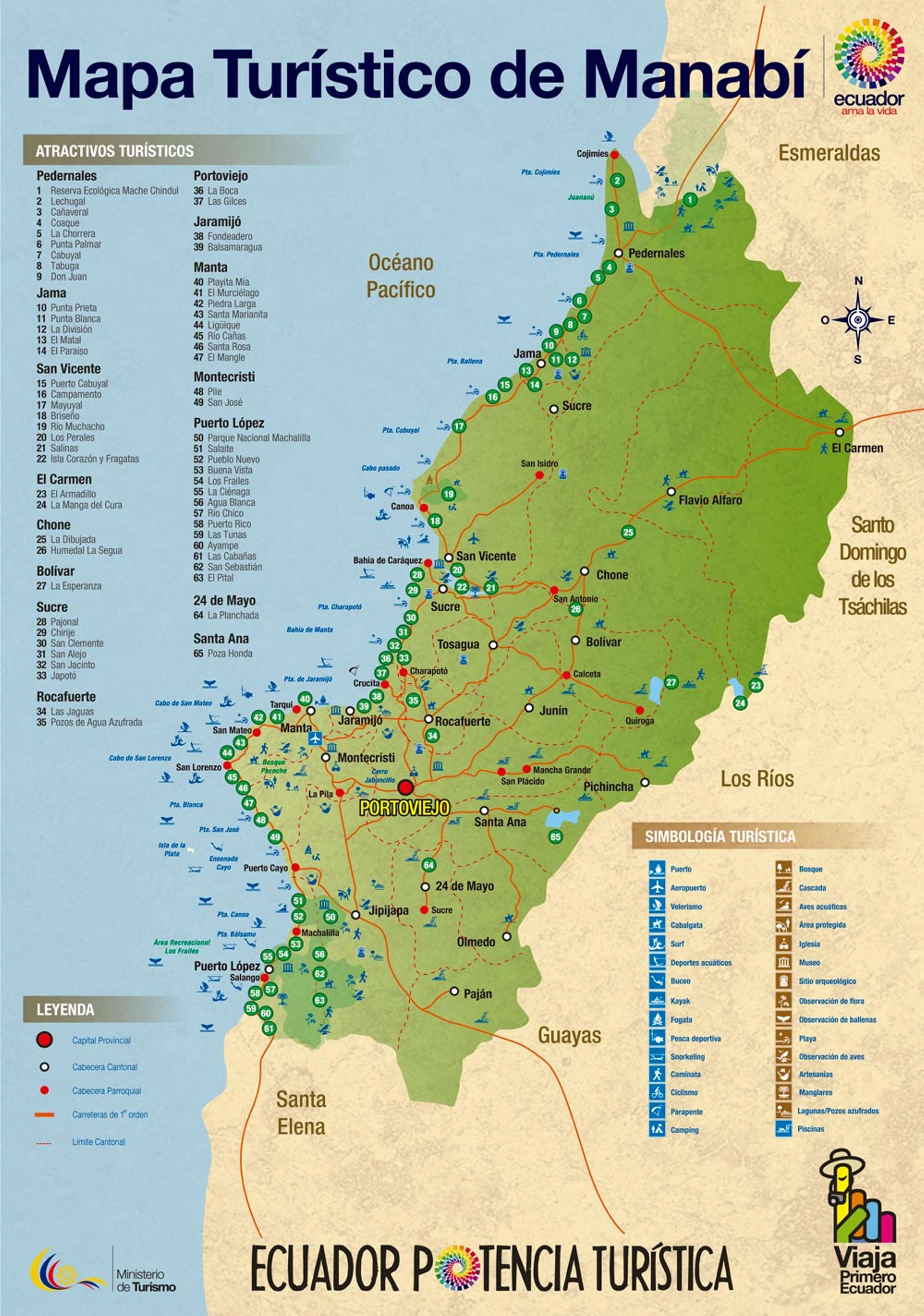 Tourist Attractions Map Of Portoviejo Manabí Ecuador Planetandes