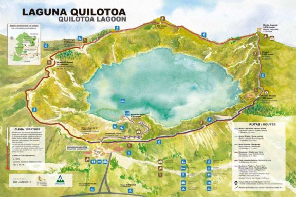Quilotoa lagoon tourist map, Ecuador